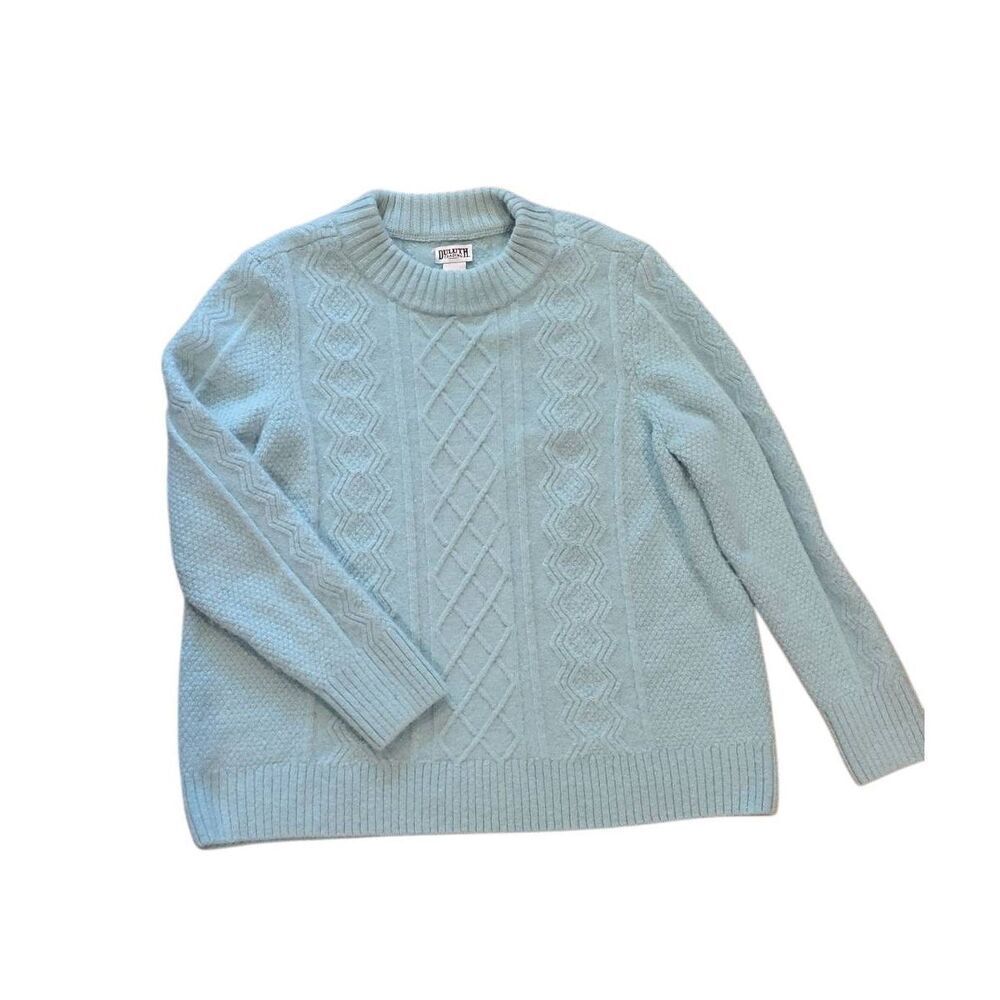 Duluth Trading Co. Sweater Women's XL Sea Green Woolpaca Cable Wool Alpaca